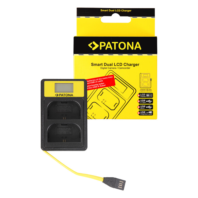 PATONA ładowarka Smart Dual LCD USB Canon LP-E6