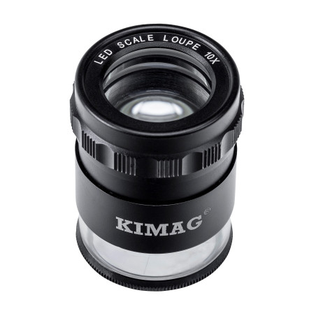 Lupa 10x + skala 0,1mm z oświetleniem LED Kimag